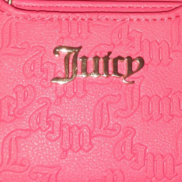 Juicy Couture NWT Pink Embossed Bifold Wallet chain attached pullout Cardholder✨ - Picture 2 of 6